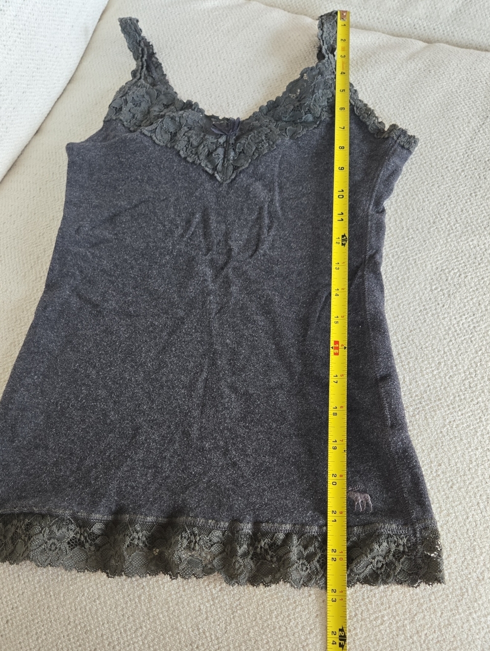 Vintage Y2K Abercrombie & Fitch 2000s Lace Bow Trim Fitted Cami Fairy Tank Top S - Picture 5 of 14